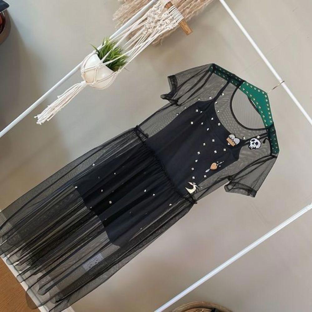 Disney Black Sheer Midi Dress with Fun Accents - Picture 3 of 9